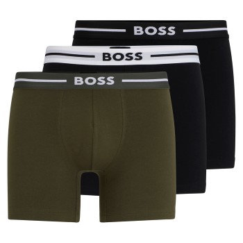 BOSS 3P Boxer Bold Brief Sort/Grøn bomuld Large Herre