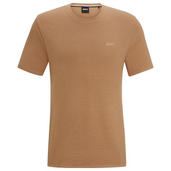 BOSS Rib T Shirt Brun bomuld Large Herre