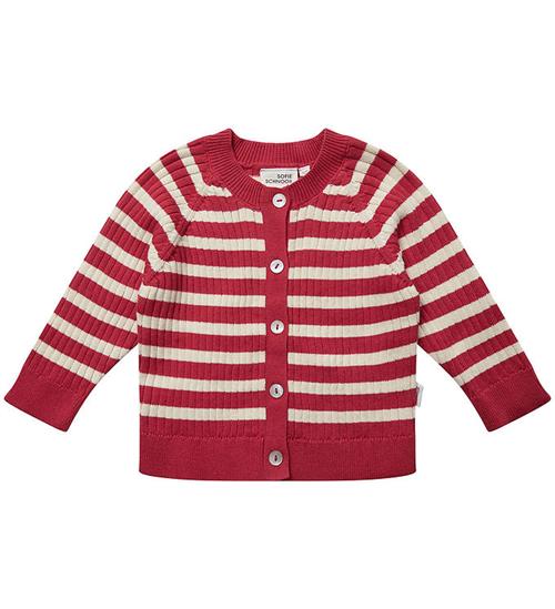 Sofie Schnoor Cardigan - Strik - Berry Red/Off White Stribet