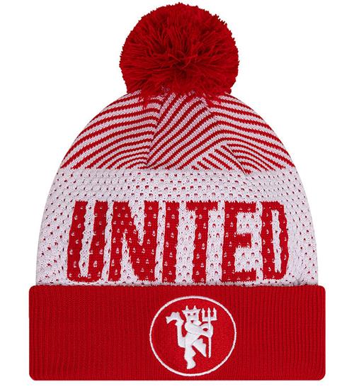 Se New Era New Era Hue m. Kvast - Strik - Manchester United - RÃ¸d/Hvid ved KidsWorld