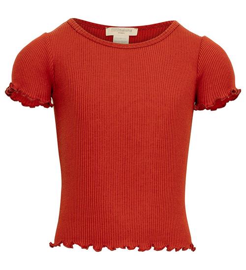 Se Minimalisma Minimalisma T-shirt - Blomst - Silke/Bomuld - Poppy Red ved KidsWorld