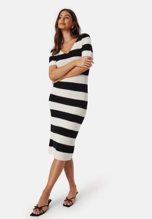 ONLY Onlruth V-Neck Dress Black Stripes:CLOUD S