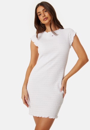 Se TOMMY JEANS Bodycon Smock Dress YBR White M ved Bubbleroom