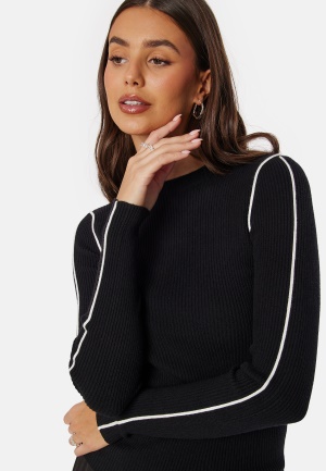 Pieces Pcfalka LS Slim Piping Knit Black Detail: Cloud XS