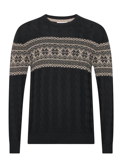 Se Lindbergh Jaquard Cable O-Neck Sweater Lindbergh Black ved Booztlet