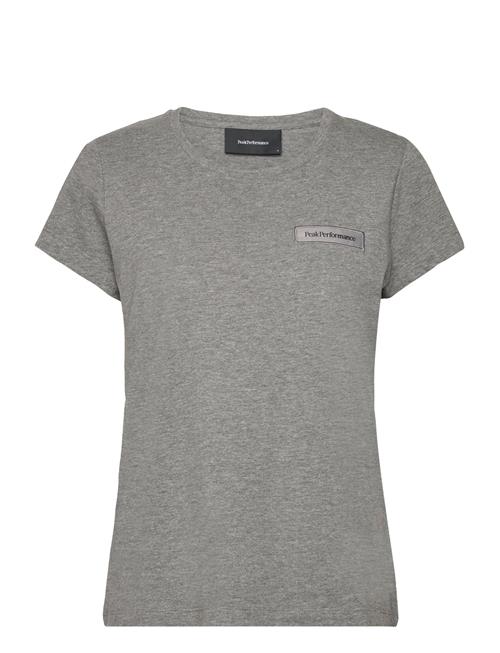 Se Peak Performance W Logo Tee Mel Peak Performance Grey ved Booztlet