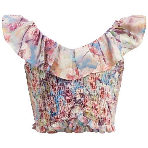 Bardot Junior Ayala Shirred Croptop Azure Floral | Lyserød | 4 years