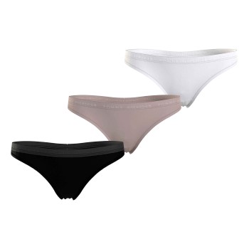 Tommy Hilfiger Trusser 3P Everyday Luxe Thong Sort/Hvid X-Large Dame