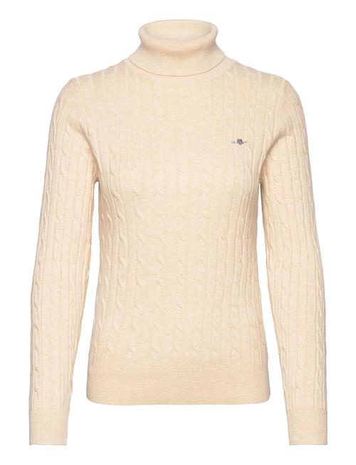 Se GANT Stretch Cotton Cable Turtleneck GANT Cream ved Booztlet