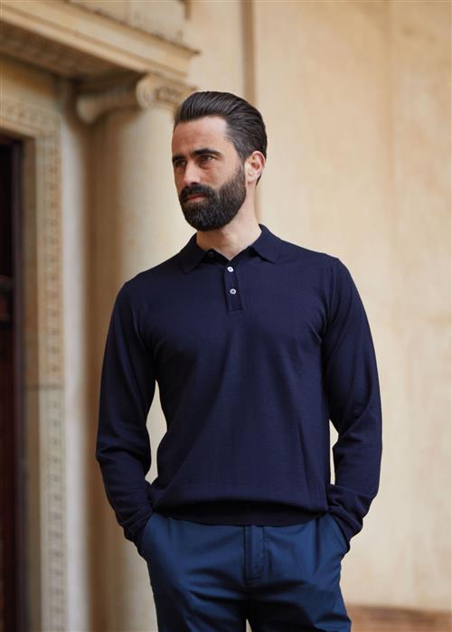 Se Appearance Merino Polo, Dark Navy - Str: M - Cotton ved Appearance