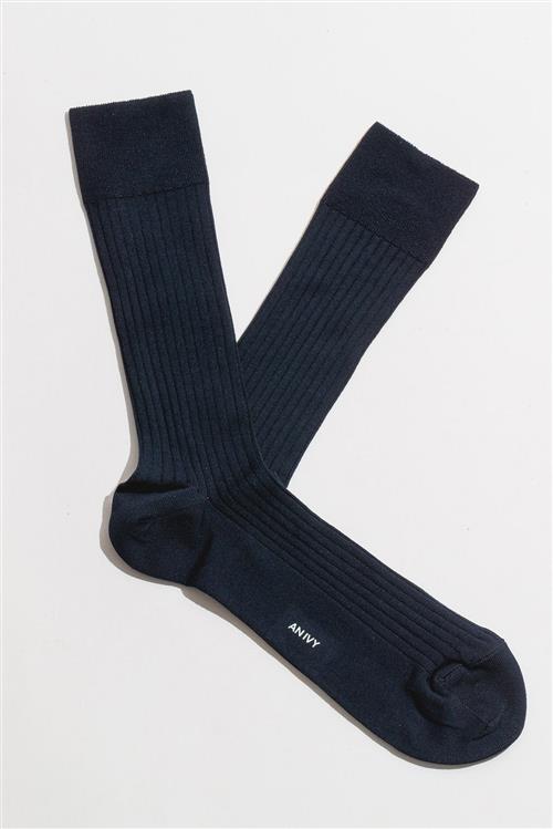 AN IVY Navy Ribbed Socks - Str: 43-46