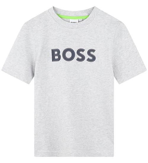 BOSS BOSS T-Shirt - GrÃ¥meleret m. Navy