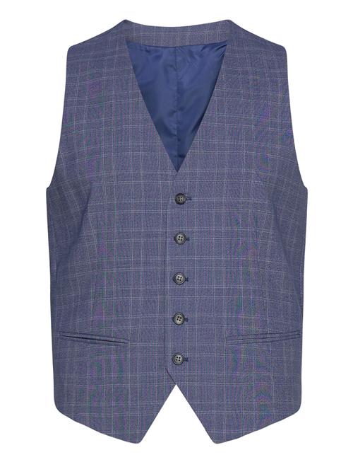 Checked Stretch Waistcoat Lindbergh Blue