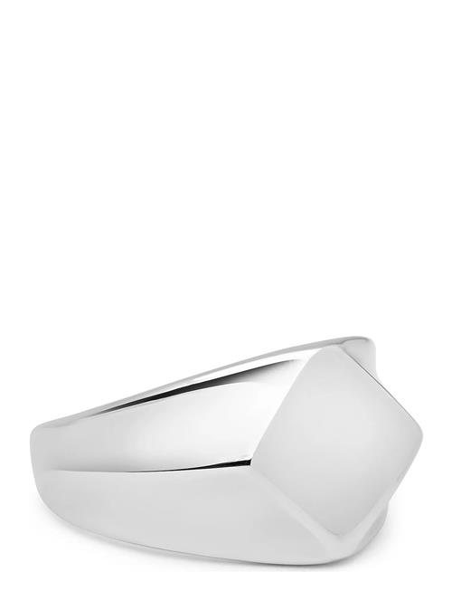 Men's Squared Stainless Steel Ring With Silver Plating Nialaya Silver