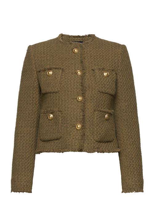 Mango Tweed Jacket With Pockets Mango Khaki