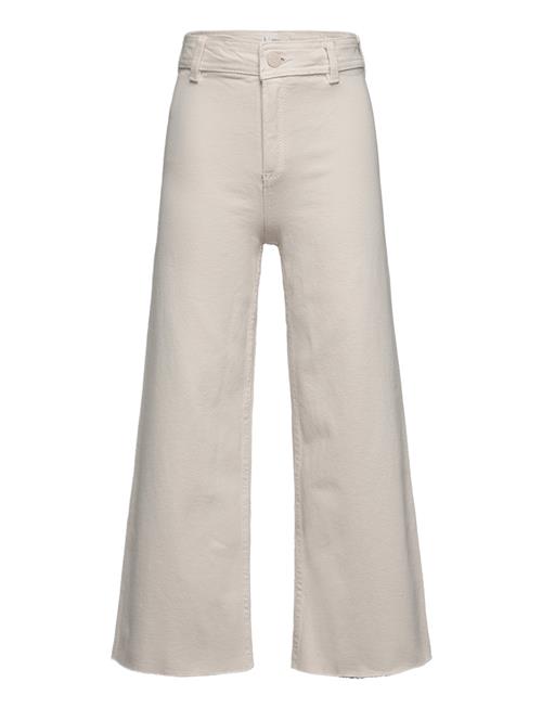 Frayed Hem Culotte Jeans Mango Cream