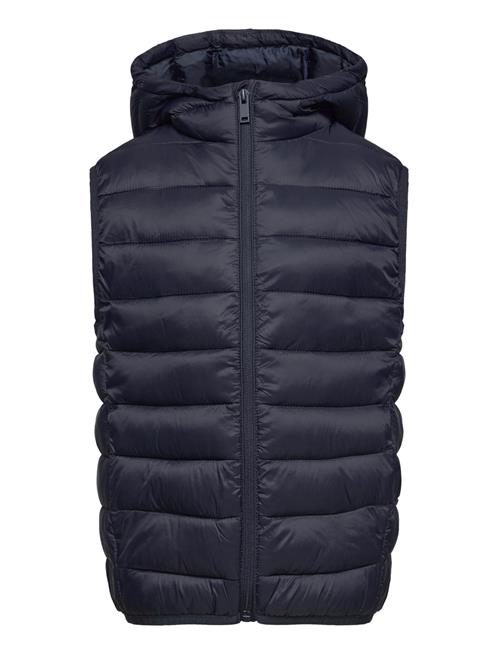 Se Mango Quilted Gilet With Hood Mango Navy ved Booztlet