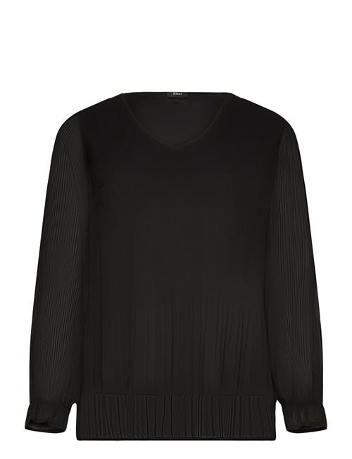 Se Zizzi Vgabby, L/S, V-Neck Blouse Zizzi Black ved Booztlet