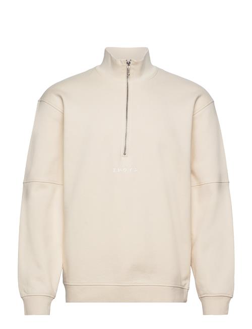 Edwin Koji Half Zip Sweat-Whitecap Gray Edwin Cream