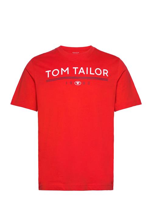 Se Tom Tailor Printed T-Shirt Tom Tailor Red ved Booztlet