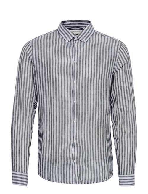 Casual Friday Cfanton Ls Bd Striped Linen Mix Shi Casual Friday Navy