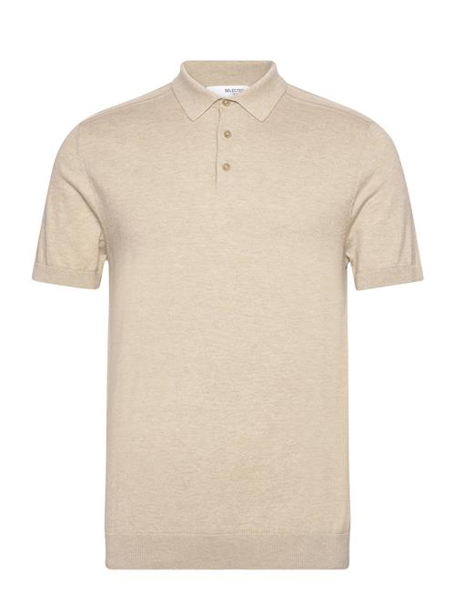 Se Selected Homme Slhberg Ss Knit Polo Noos Selected Homme Cream ved Booztlet