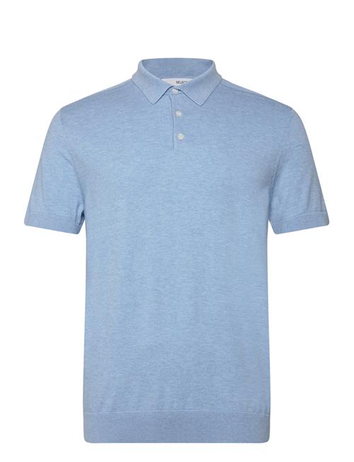 Se Selected Homme Slhberg Ss Knit Polo Noos Selected Homme Blue ved Booztlet