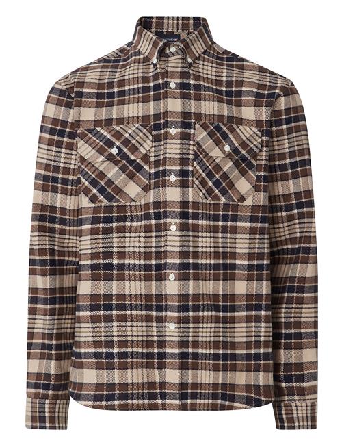 Se Lexington Clothing Rob Heavy Checked Shirt Lexington Clothing Brown ved Booztlet