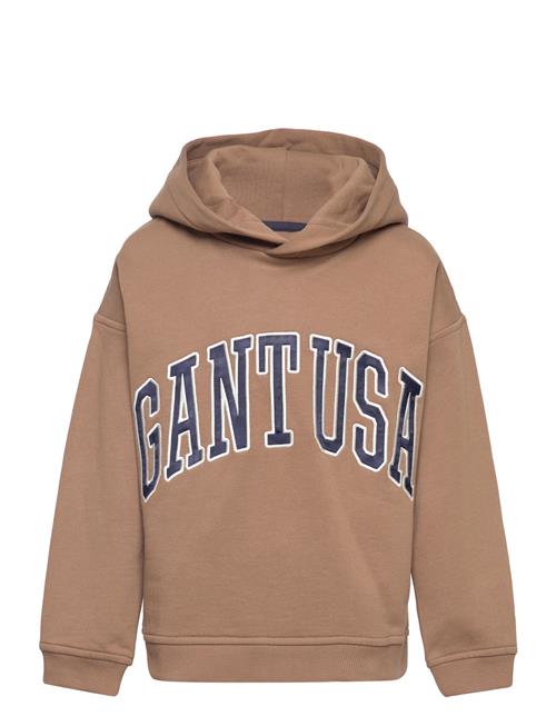 Se GANT Over D Gant Usa Sweat Hoodie GANT Brown ved Booztlet