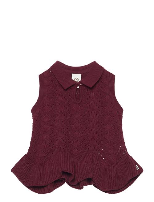 Müsli by Green Cotton Knit Needle Out Vest Baby Müsli By Green Cotton Burgundy