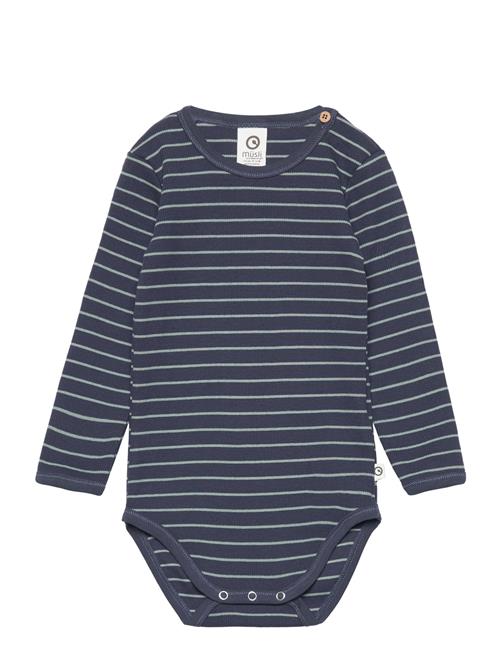 Müsli by Green Cotton Stripe Rib L/S Body Müsli By Green Cotton Navy