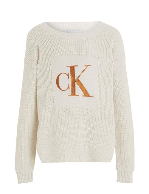 Se Calvin Klein Bronze Monogram Slit Sweater Calvin Klein Cream ved Booztlet