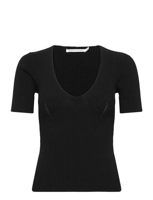 Se Rabens Saloner Fabia - Contour Knit Short Slv. Top Rabens Sal R Black ved Booztlet