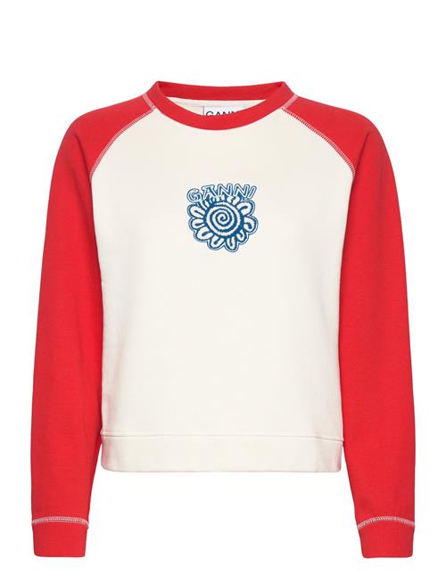 Se Ganni Isoli Raglan Contrast Sleeve Sweatshirt Ganni White ved Booztlet