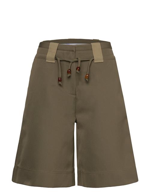 Ganni Heavy Twill Wide Shorts Ganni Khaki