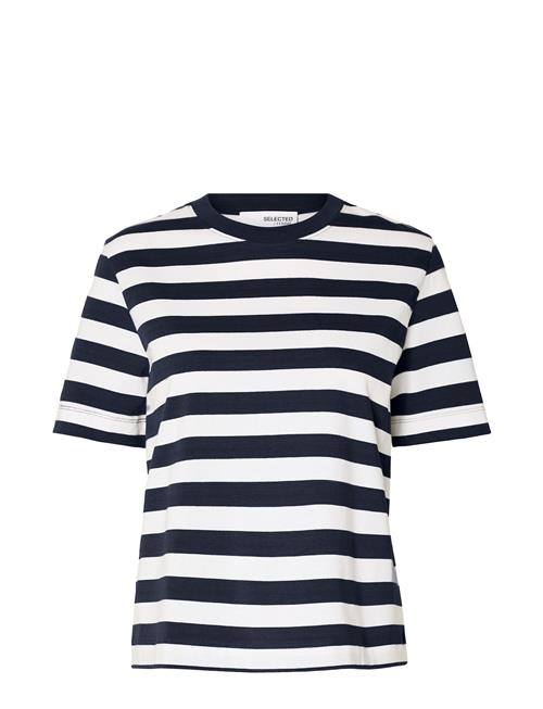 Slfessential Ss Striped Boxy Tee Selected Femme White