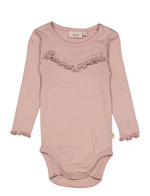 Wheat Body Rib Ruffle Ls Wheat Pink