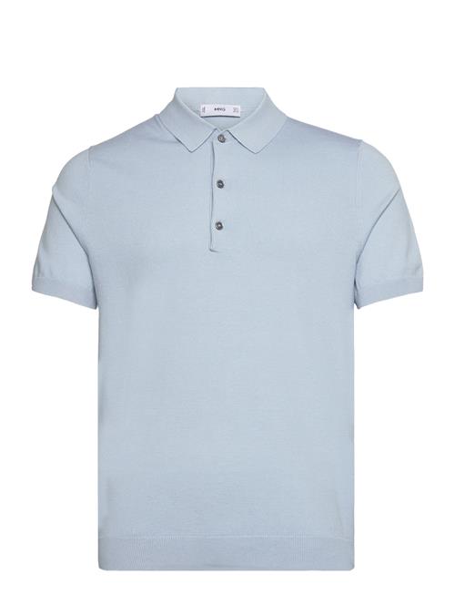 Se Mango Fine-Knit Polo Shirt Mango Blue ved Booztlet