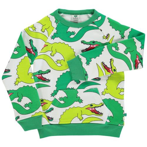 Se Småfolk Mønstret Sweatshirt Med Krokodiller Cremefarvet |  | 1-2 years ved Babyshop