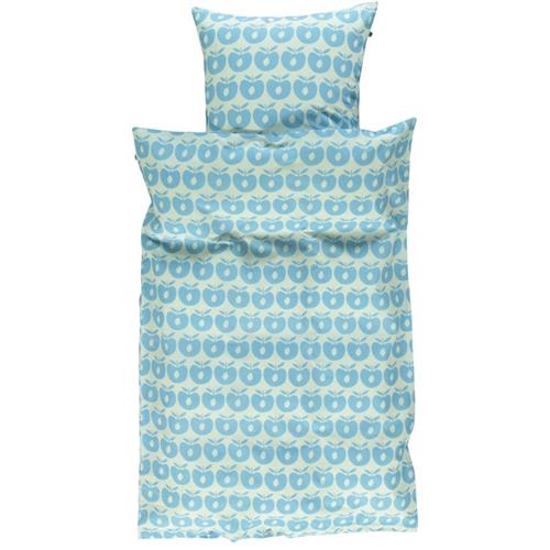 Småfolk 100x140 / 45x42 Mønstret Junior Sengetøj Sæt Med Æbler Blå 100x140 cm      Unisex