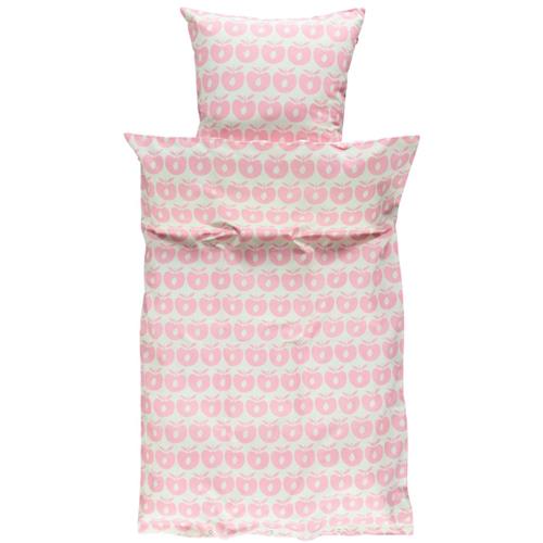 Småfolk 100x140 / 45x42 Mønstret Junior Sengetøj Sæt Med Æbler Lyserød 100x140 cm      Unisex
