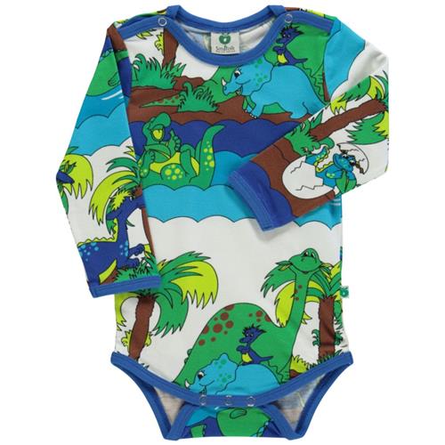 Småfolk Mønstret Babybody Med Dinosauruser Blue Atoll | Blå | 62 cm