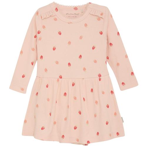 Minymo Mønstret Ribbet Bodykjole Spanish Villa | Lyserød | 74 cm