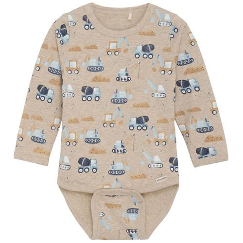 Se Minymo Mønstret Babybody Beige | Beige | 62 cm ved Babyshop