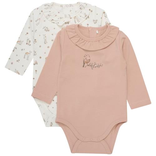 Se Fixoni GOTS 2-pak Mønstrete Babybodyer Mahogany Rose | Lyserød | 68 cm ved Babyshop