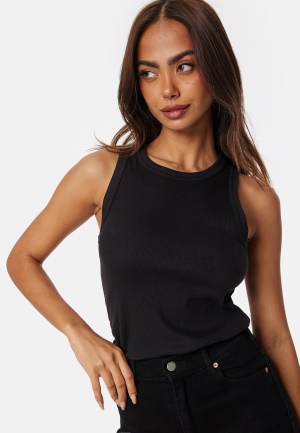 Se GANT High Neck Rib Tank Top Black XS ved Bubbleroom