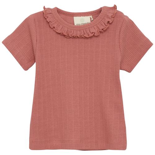 Se EnFant Ribbet T-shirt Old Rose | Lyserød | 56 cm ved Babyshop