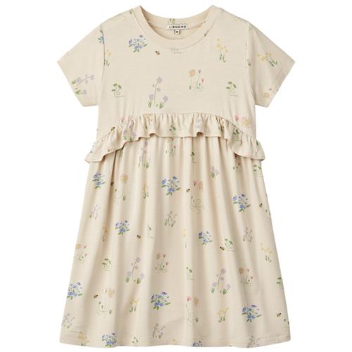 Se Liewood Hilma Mønstret Kjole Flora/Sandy | Beige | 104 cm ved Babyshop