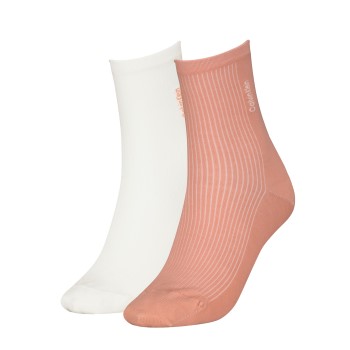 Calvin Klein Legwear Calvin Klein Strømper 2P Women Rib Sock Hvid/Rosa One Size Dame