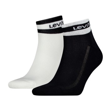 Levis Strømper 2P Mid Cut Stripe Socks Sort/Hvid Str 35/38